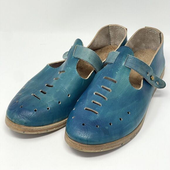 Sevilla Smith Ignacio T-strap Shoe Cebu Blue Leather Shearling Insert Size 42 EU - Picture 3 of 12
